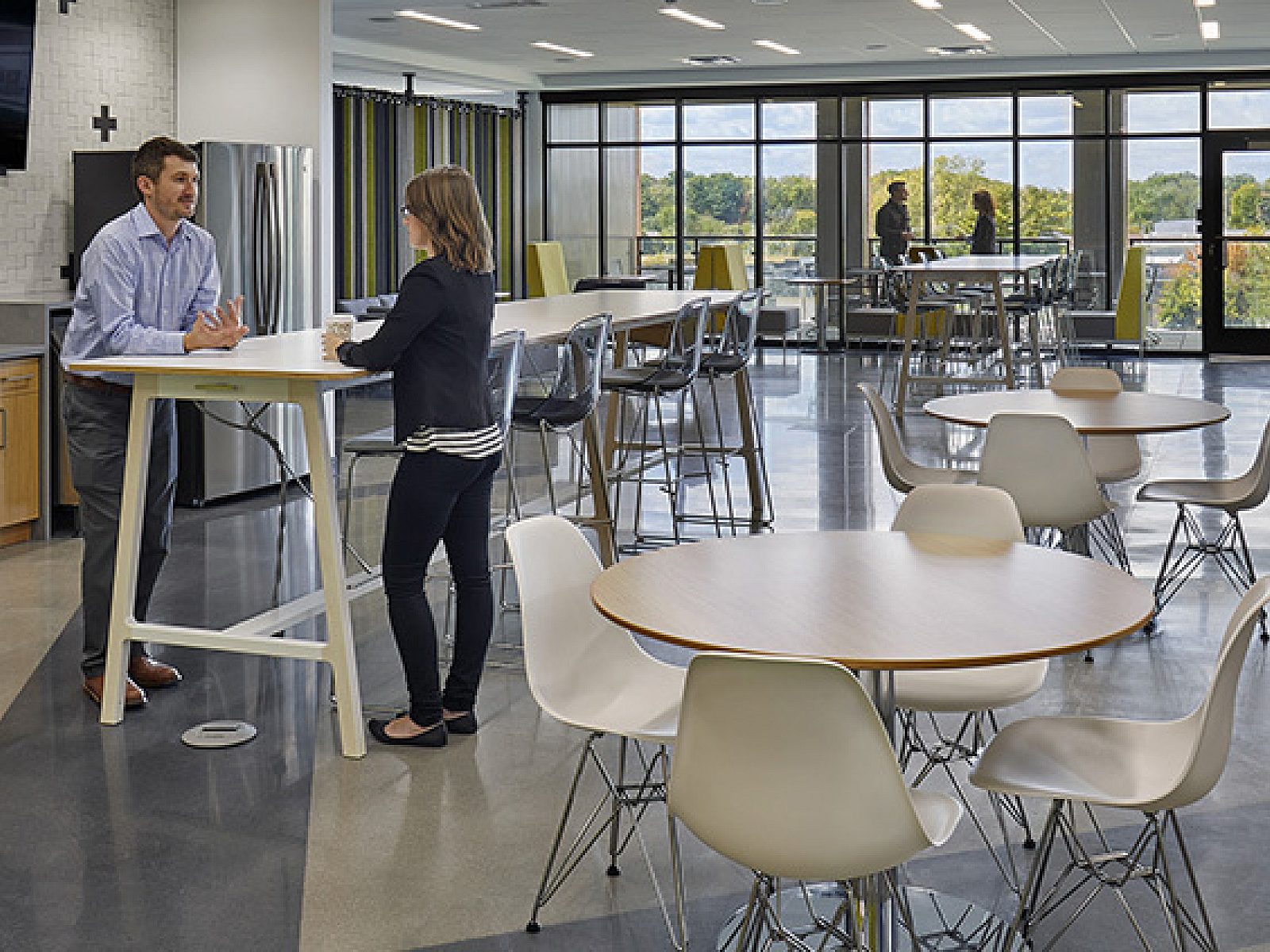 MJ Insurance Project Highlight: wide shot of break room area