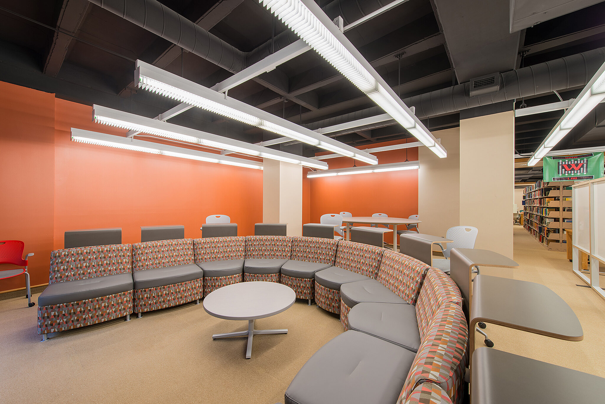 Wabash Project Highlight: Horseshoe discussion seating space