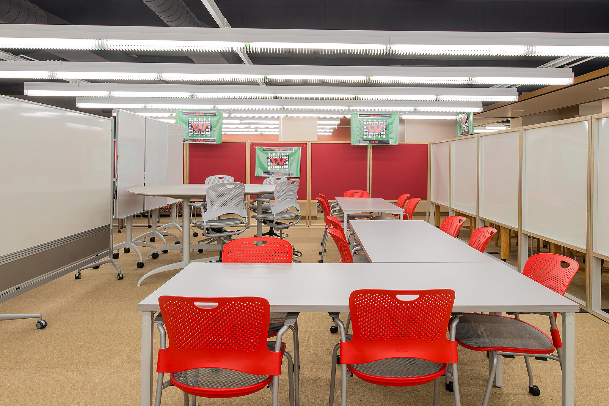 Wabash Project Highlight: tables, chairs and whiteboards learning space