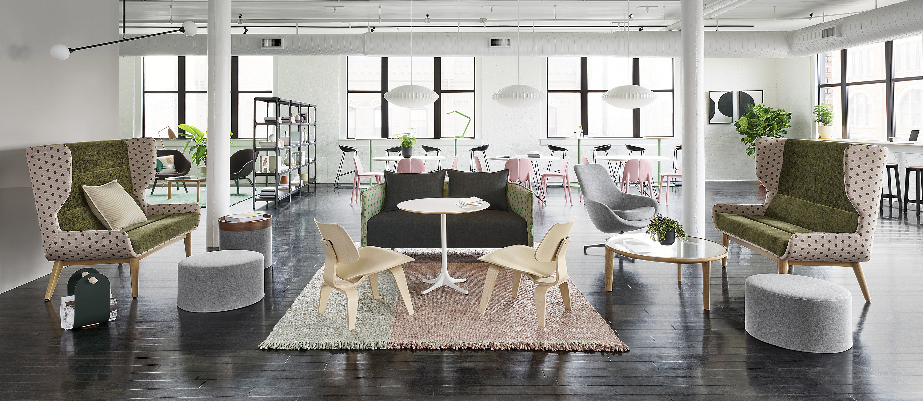 Maharam hero image, office space with tables and chairs