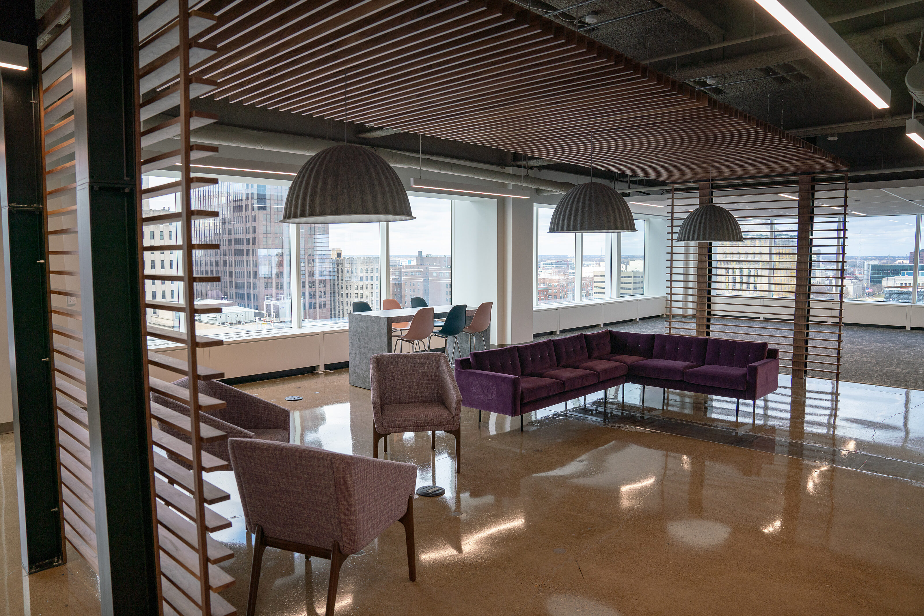 Lev Project Highlight: open lounge seating area back view