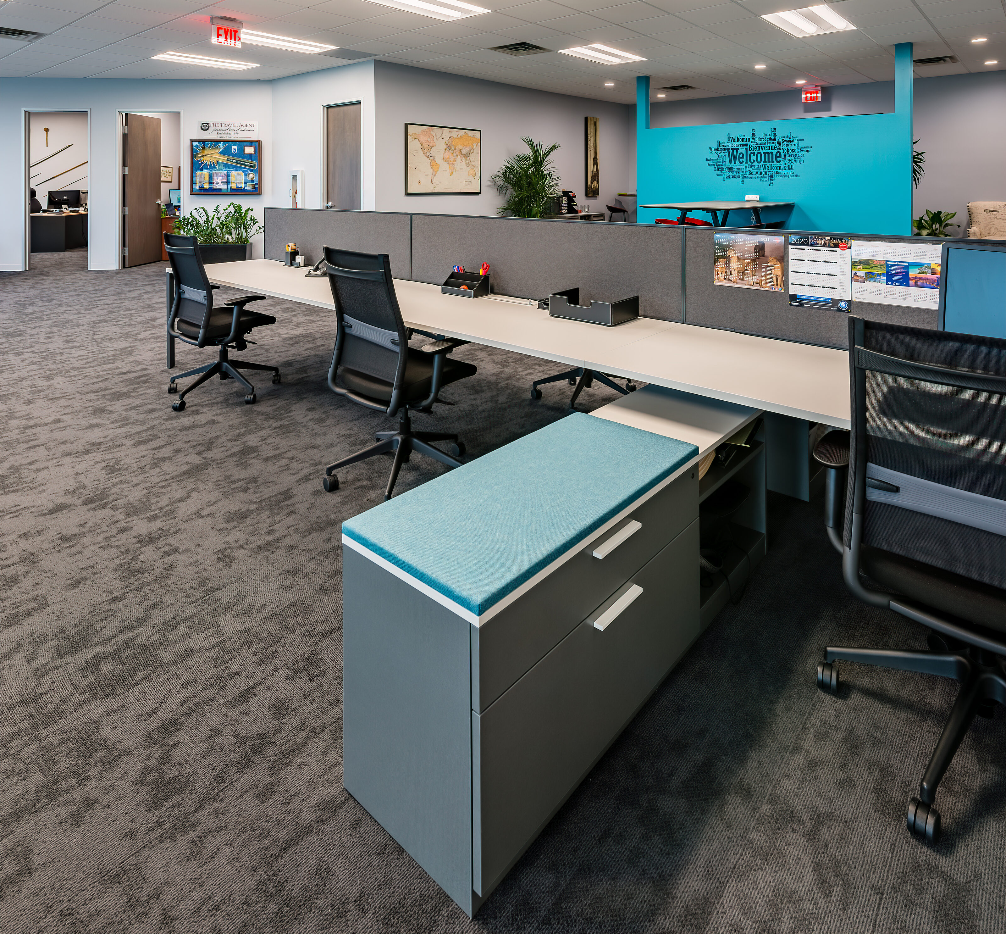 Travel Agent office renovation, desk workstations