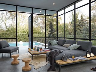 Design within reach porch setting with chairs table and couch
