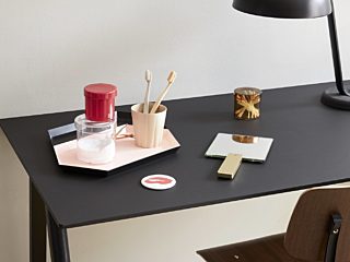 hay desk black chair black desk and black lamp