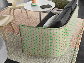 Maharam design and innovation, green textile with polka dots
