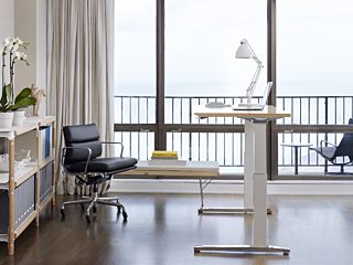 Renew Sit to Stand Desk with black chair
