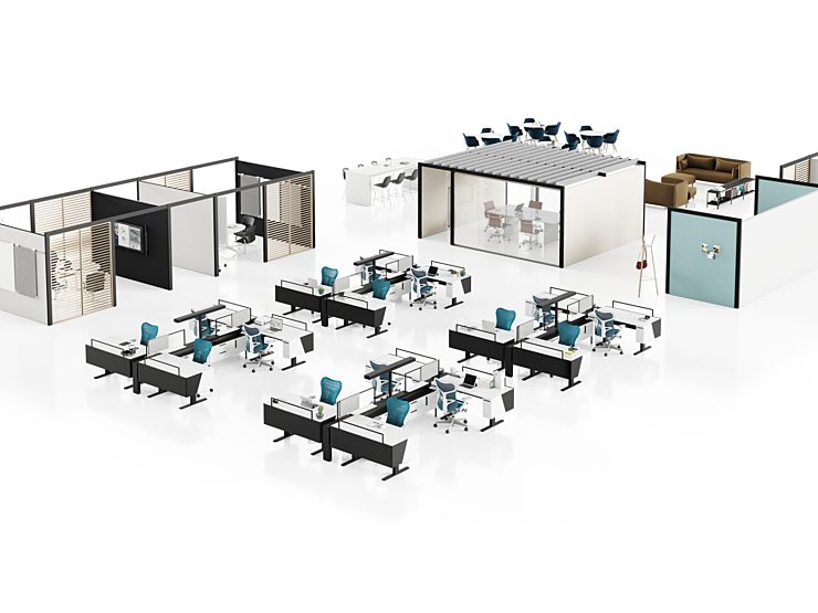 Herman Miller Overlay: Canvas Vista set up configuration, full aerial landscape view