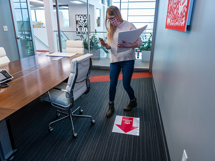 Office Works Safe Office Point arrows for flow of people