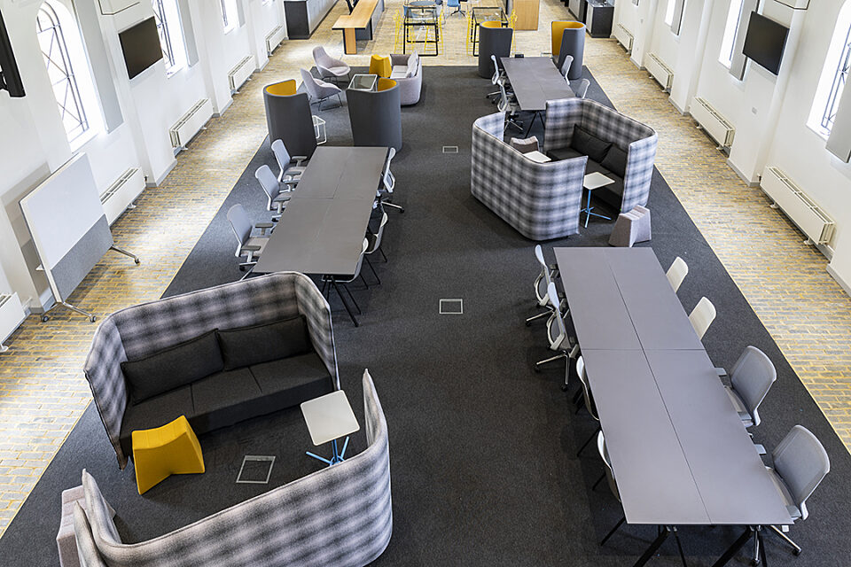 Naughtone checkered print booths